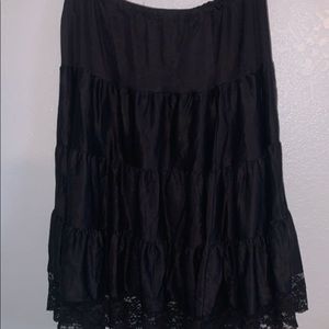 Black silk and lace skirt